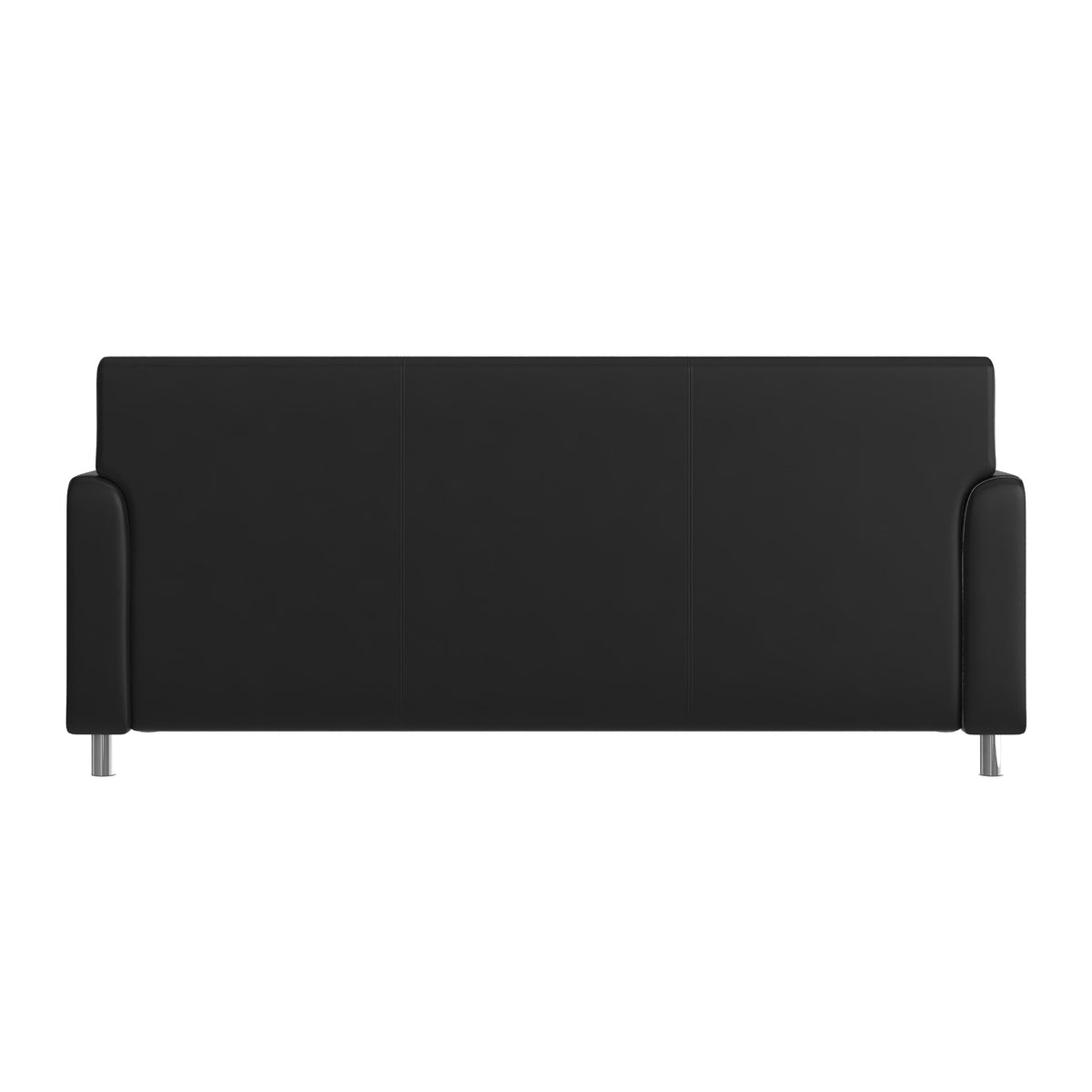 Black/Chrome Legs |#| LeatherSoft Reception Sofa with Chrome Legs-AC/USB/USB-C Charging Ports-Black