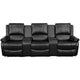 Black |#| 3-Seat Reclining Pillow Back Black LeatherSoft Theater Seating Unit-Cup Holders