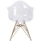 Transparent Side Chair with Arms and Gold Base - Accent & Side Chair