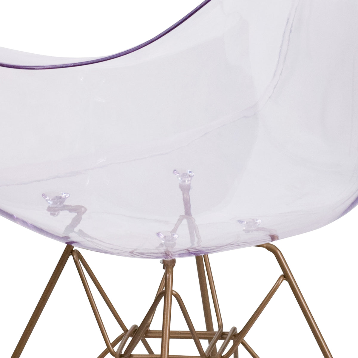 Transparent Side Chair with Arms and Gold Base - Accent & Side Chair