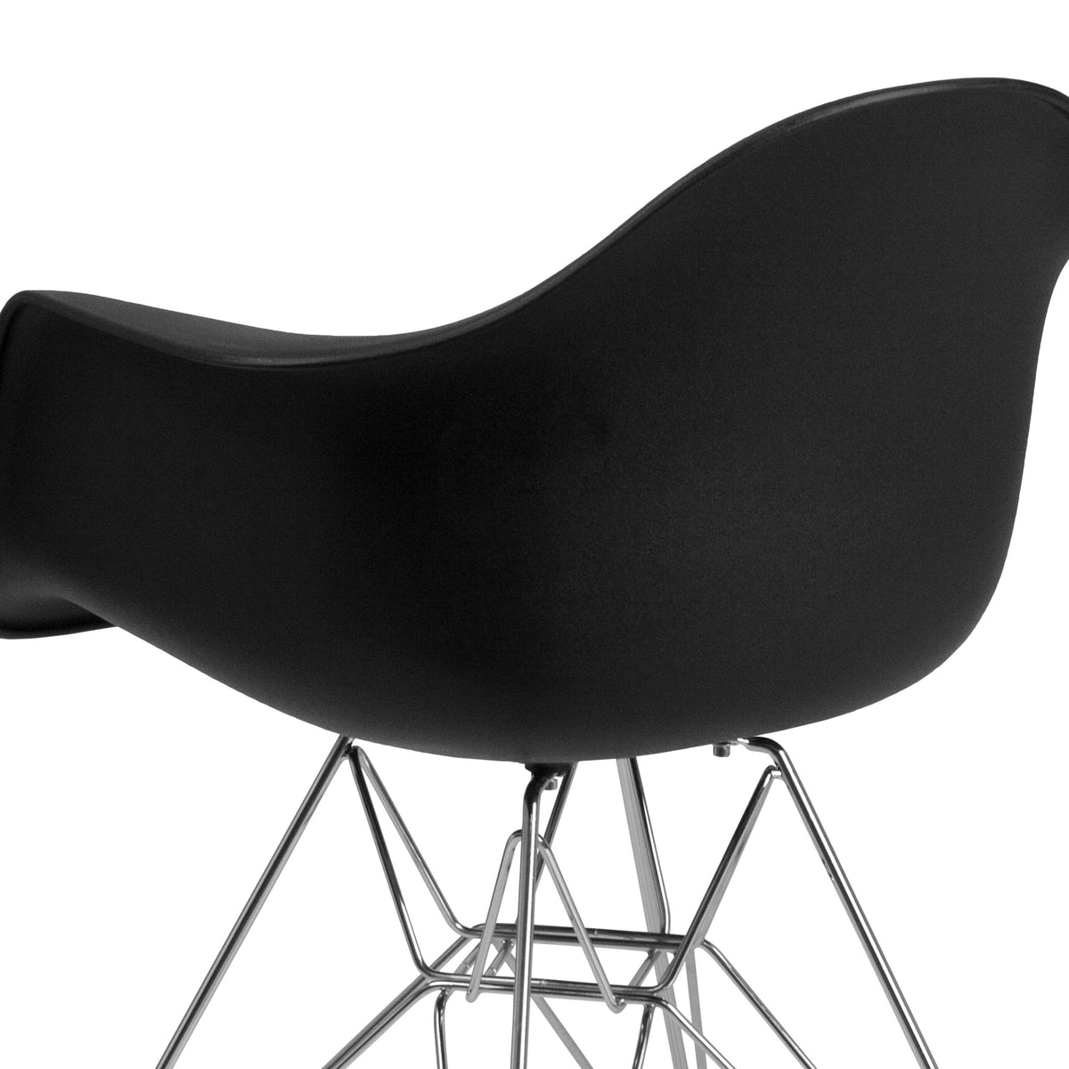 Black |#| Black Plastic Chair with Arms and Chrome Base - Accent & Side Chair