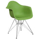 Green |#| Green Plastic Chair with Arms and Chrome Base - Accent & Side Chair