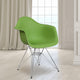 Green |#| Green Plastic Chair with Arms and Chrome Base - Accent & Side Chair