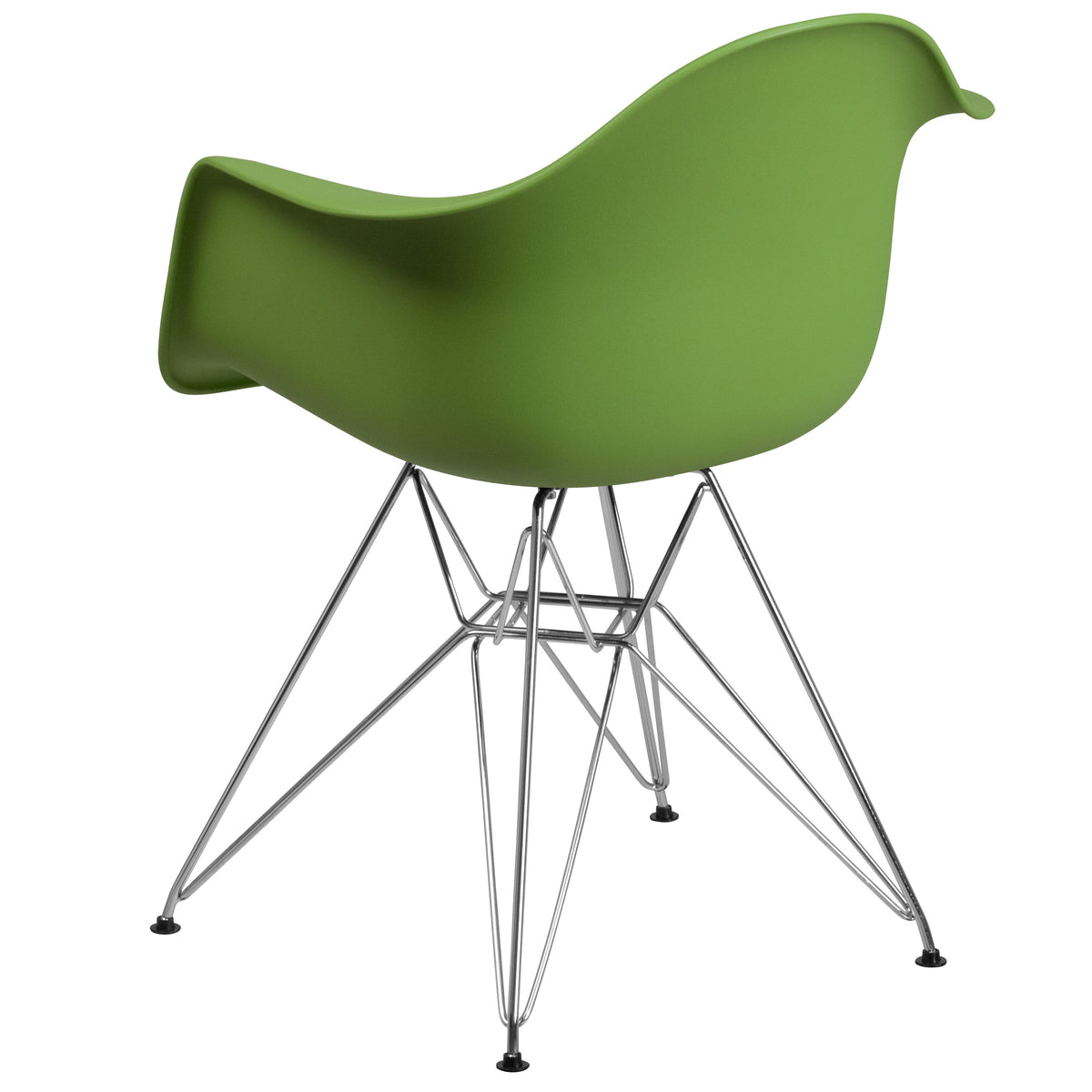 Green |#| Green Plastic Chair with Arms and Chrome Base - Accent & Side Chair