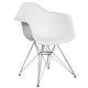 White |#| White Plastic Chair with Arms and Chrome Base - Accent & Side Chair