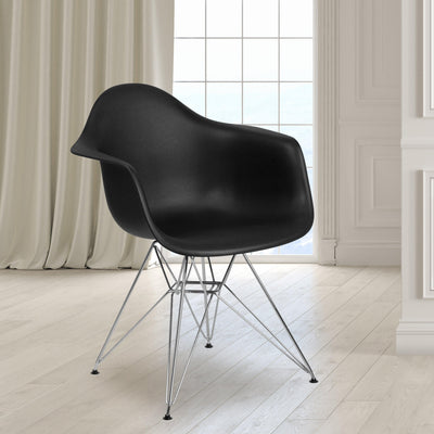 Alonza Series Plastic Chair with Arms and Chrome Base - View 2