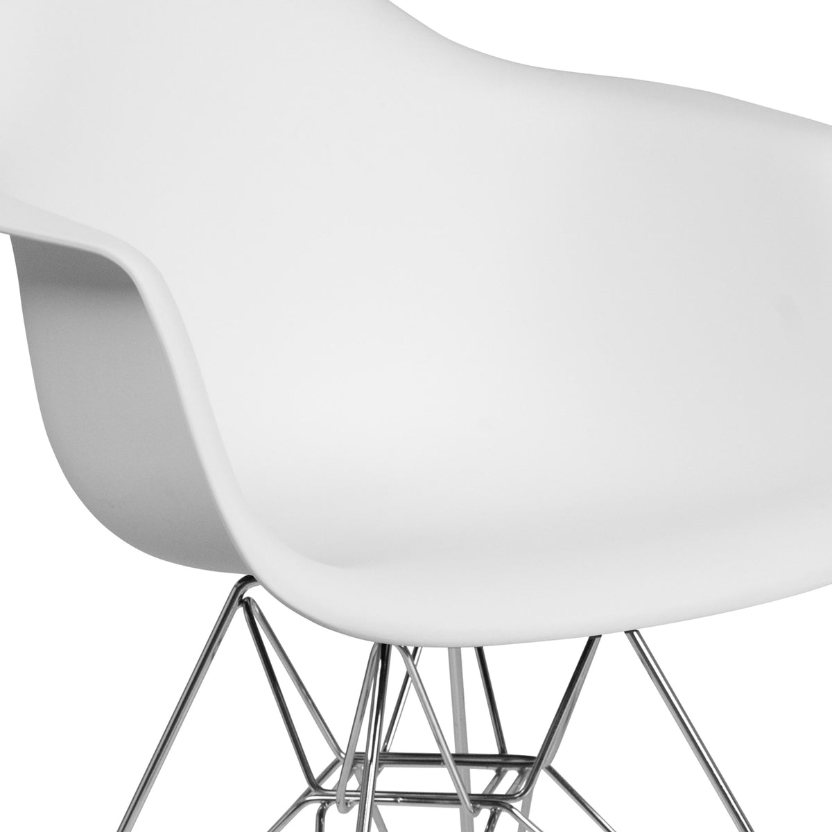 White |#| White Plastic Chair with Arms and Chrome Base - Accent & Side Chair