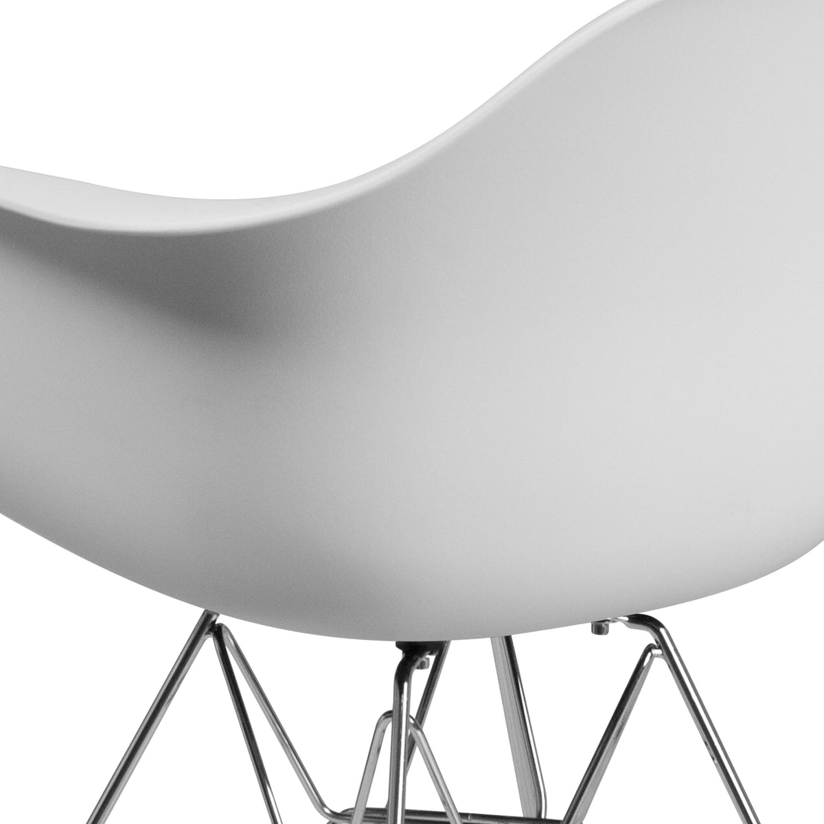 White |#| White Plastic Chair with Arms and Chrome Base - Accent & Side Chair