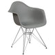 Moss Gray |#| Moss Gray Plastic Chair with Arms and Chrome Base - Accent & Side Chair