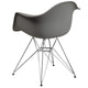 Moss Gray |#| Moss Gray Plastic Chair with Arms and Chrome Base - Accent & Side Chair