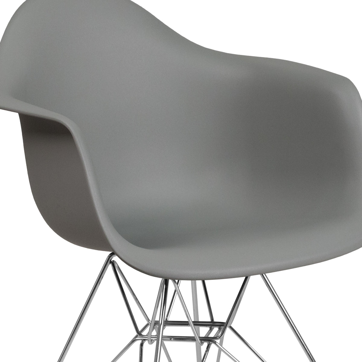 Moss Gray |#| Moss Gray Plastic Chair with Arms and Chrome Base - Accent & Side Chair