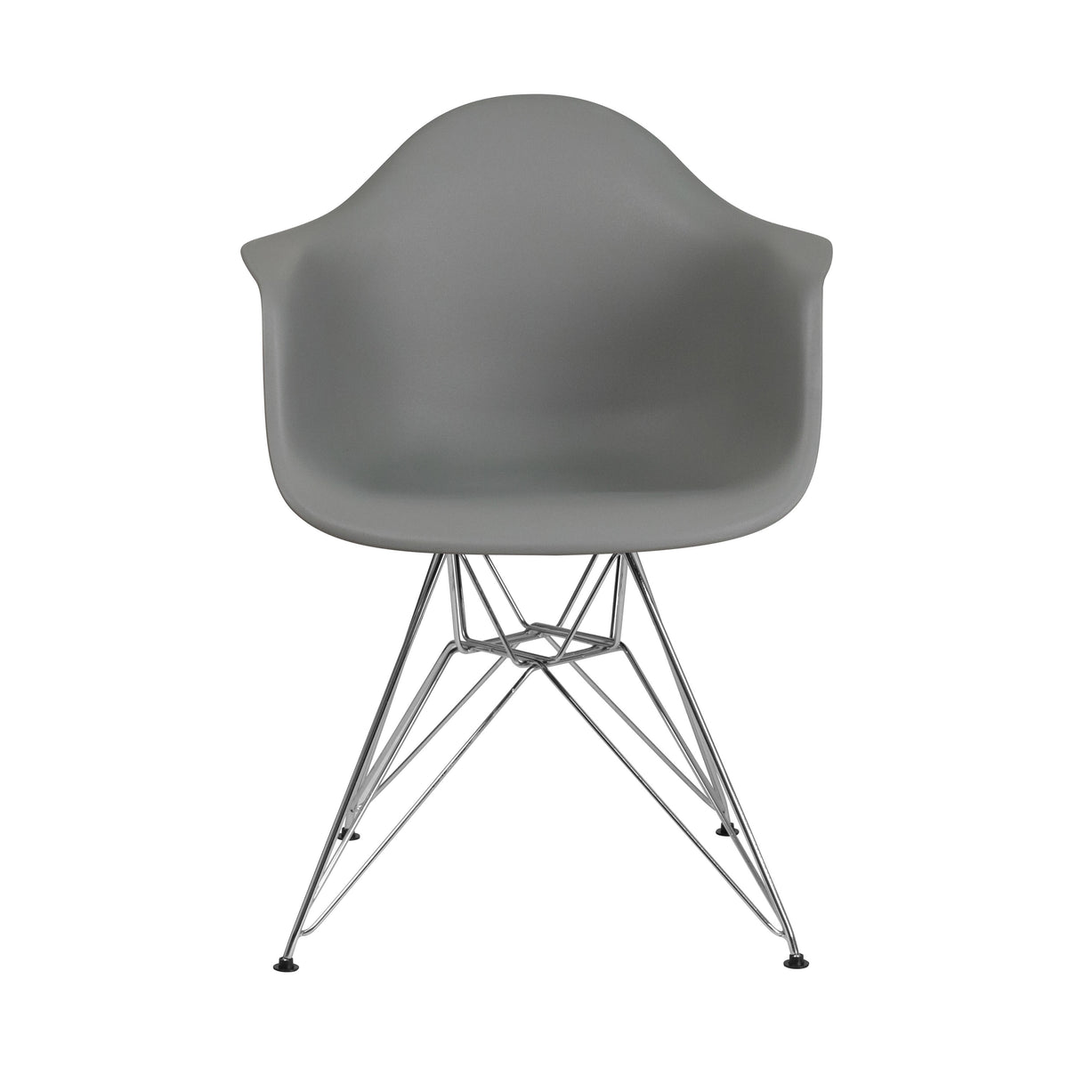 Moss Gray |#| Moss Gray Plastic Chair with Arms and Chrome Base - Accent & Side Chair