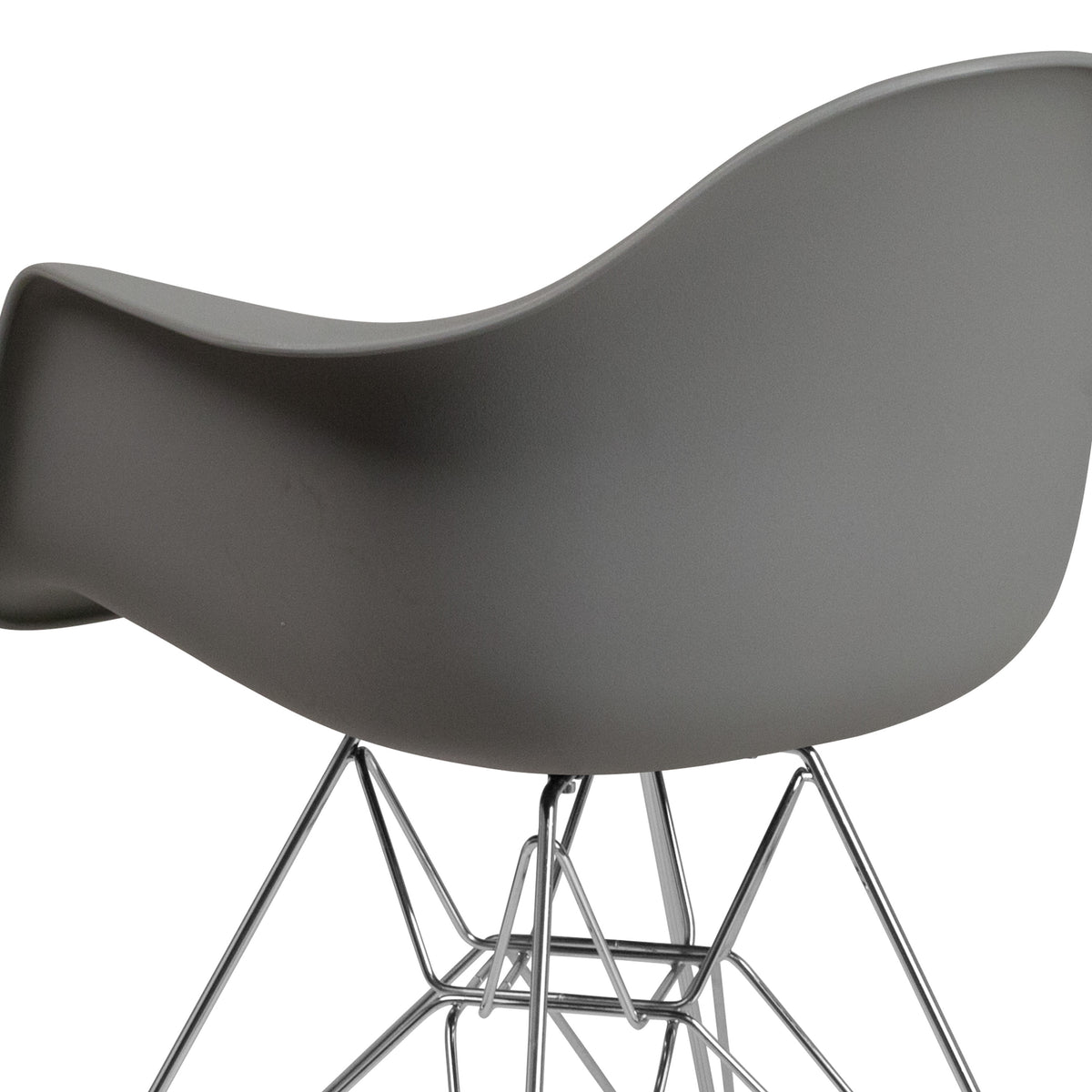 Moss Gray |#| Moss Gray Plastic Chair with Arms and Chrome Base - Accent & Side Chair