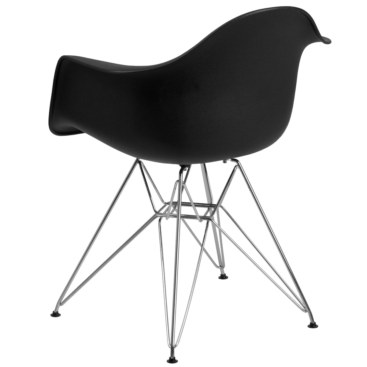 Black |#| Black Plastic Chair with Arms and Chrome Base - Accent & Side Chair