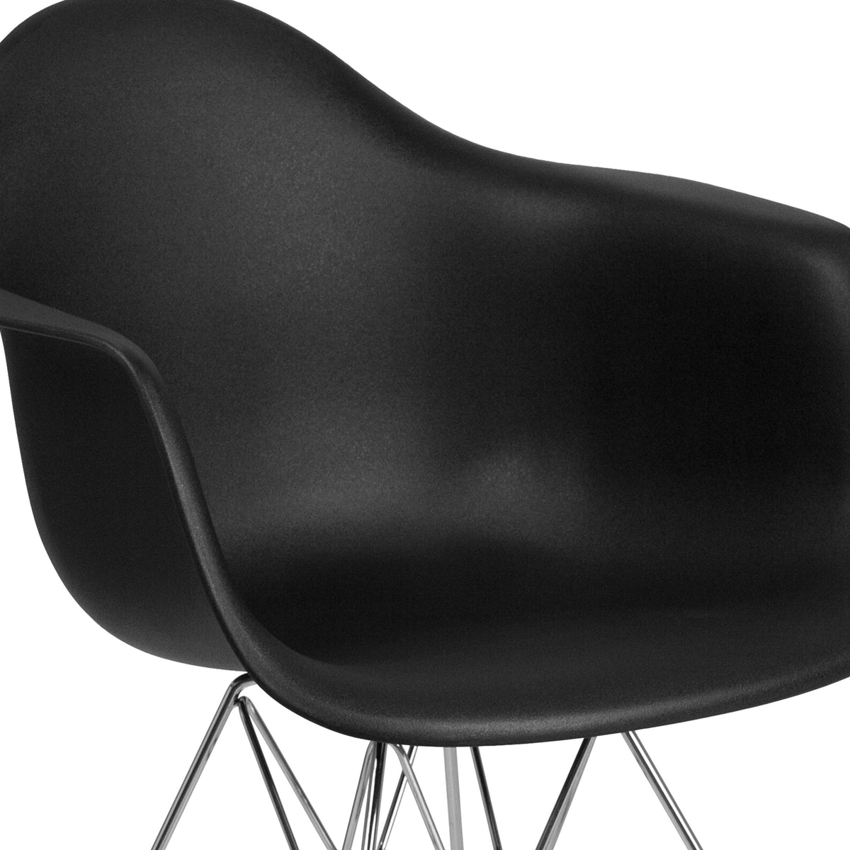 Black |#| Black Plastic Chair with Arms and Chrome Base - Accent & Side Chair