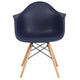 Navy |#| Navy Plastic Chair with Arms and Wooden Legs - Accent & Side Chair