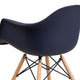 Navy |#| Navy Plastic Chair with Arms and Wooden Legs - Accent & Side Chair