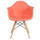 Peach |#| Peach Plastic Chair with Arms and Wooden Legs - Accent & Side Chair