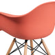 Peach |#| Peach Plastic Chair with Arms and Wooden Legs - Accent & Side Chair