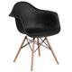 Black |#| Black Plastic Chair with Arms and Wooden Legs - Accent & Side Chair