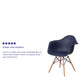 Navy |#| Navy Plastic Chair with Arms and Wooden Legs - Accent & Side Chair