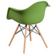 Green |#| Green Plastic Chair with Arms and Wooden Legs - Accent & Side Chair