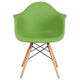 Green |#| Green Plastic Chair with Arms and Wooden Legs - Accent & Side Chair