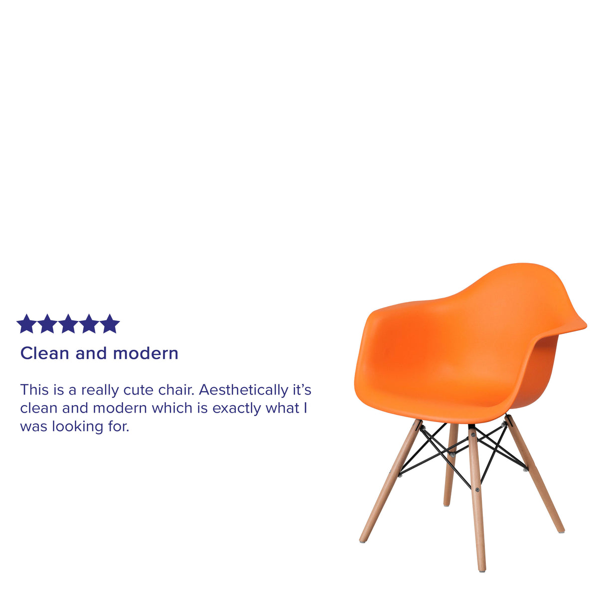 Orange |#| Orange Plastic Chair with Arms and Wooden Legs - Accent & Side Chair
