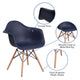 Navy |#| Navy Plastic Chair with Arms and Wooden Legs - Accent & Side Chair