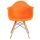 Orange |#| Orange Plastic Chair with Arms and Wooden Legs - Accent & Side Chair
