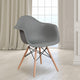Moss Gray |#| Moss Gray Plastic Chair with Arms and Wooden Legs - Accent & Side Chair