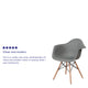 Moss Gray |#| Moss Gray Plastic Chair with Arms and Wooden Legs - Accent & Side Chair