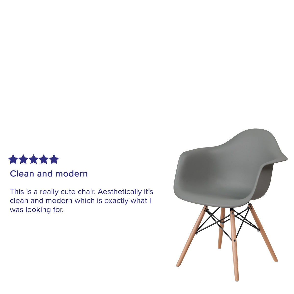 Moss Gray |#| Moss Gray Plastic Chair with Arms and Wooden Legs - Accent & Side Chair