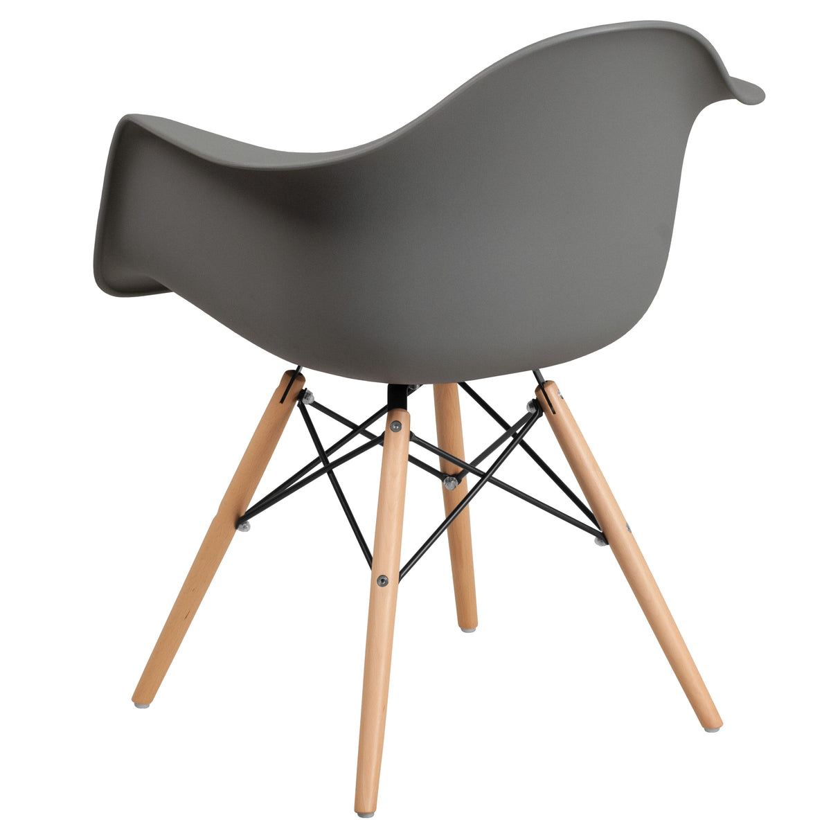 Moss Gray |#| Moss Gray Plastic Chair with Arms and Wooden Legs - Accent & Side Chair