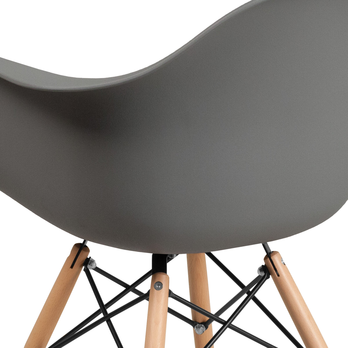 Moss Gray |#| Moss Gray Plastic Chair with Arms and Wooden Legs - Accent & Side Chair