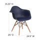 Navy |#| Navy Plastic Chair with Arms and Wooden Legs - Accent & Side Chair
