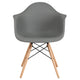 Moss Gray |#| Moss Gray Plastic Chair with Arms and Wooden Legs - Accent & Side Chair