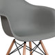 Moss Gray |#| Moss Gray Plastic Chair with Arms and Wooden Legs - Accent & Side Chair