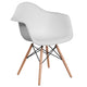 White |#| White Plastic Chair with Arms and Wooden Legs - Accent & Side Chair