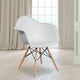 White |#| White Plastic Chair with Arms and Wooden Legs - Accent & Side Chair
