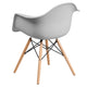 White |#| White Plastic Chair with Arms and Wooden Legs - Accent & Side Chair
