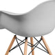 White |#| White Plastic Chair with Arms and Wooden Legs - Accent & Side Chair