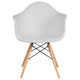 White |#| White Plastic Chair with Arms and Wooden Legs - Accent & Side Chair