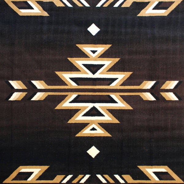 Brown,8' x 10' |#| Southwestern Style Area Rug in Shades of Brown, Beige, and Black - 8' x 10'