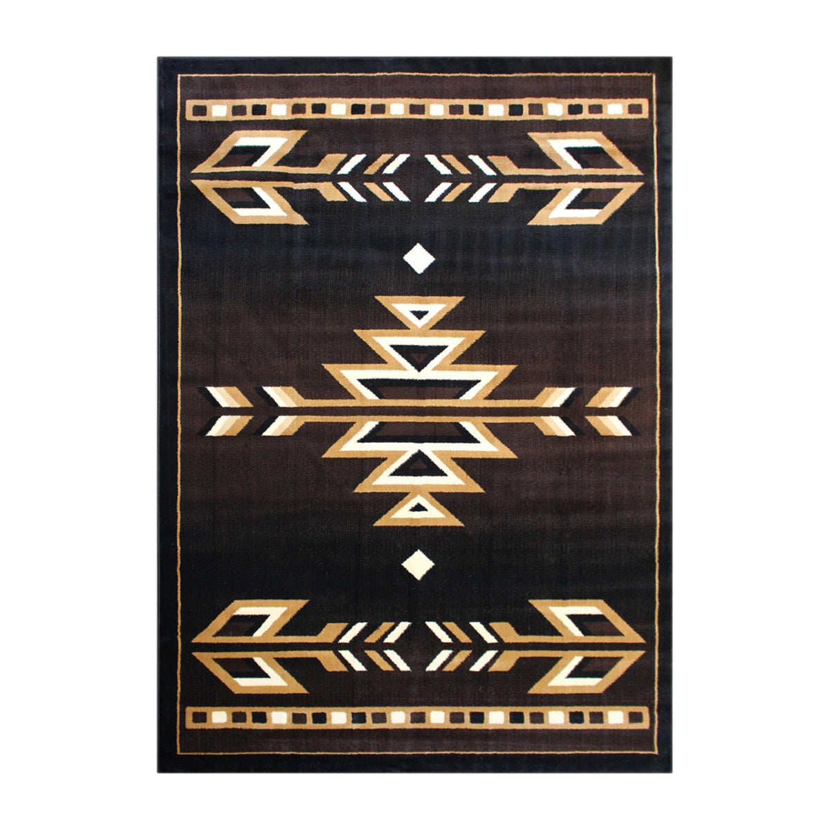 Brown,8' x 10' |#| Southwestern Style Area Rug in Shades of Brown, Beige, and Black - 8' x 10'