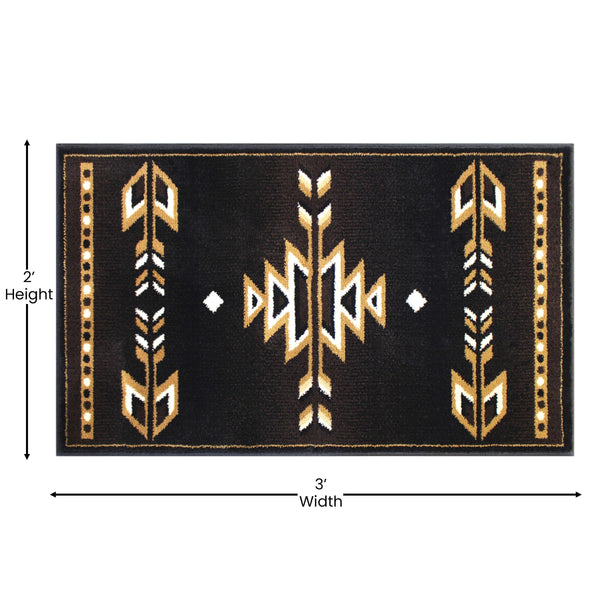 Brown,2' x 3' |#| Southwestern Style Area Rug in Shades of Brown, Beige, and Black - 2' x 3'