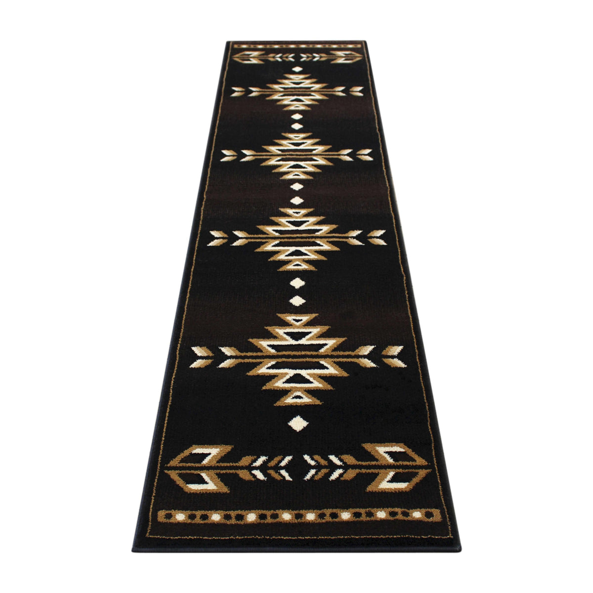 Brown,2' x 7' |#| Southwestern Style Area Rug in Shades of Brown, Beige, and Black - 2' x 7'