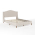 Beige Fabric/Walnut Legs,Full |#| Faux Linen Upholstered Full Size Platform Bed with Curved Headboard in Beige