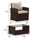 Beige Cushions/Brown Frame |#| 4 PC Brown Patio Set with Beige Back Pillows & Seat Cushions - Outdoor Seating
