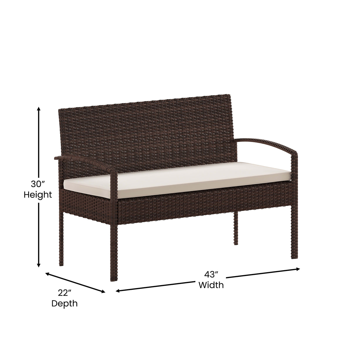 Beige Cushions/Brown Frame |#| 4 Piece Patio Set with Brown Steel Frame and Beige Cushions - Outdoor Seating